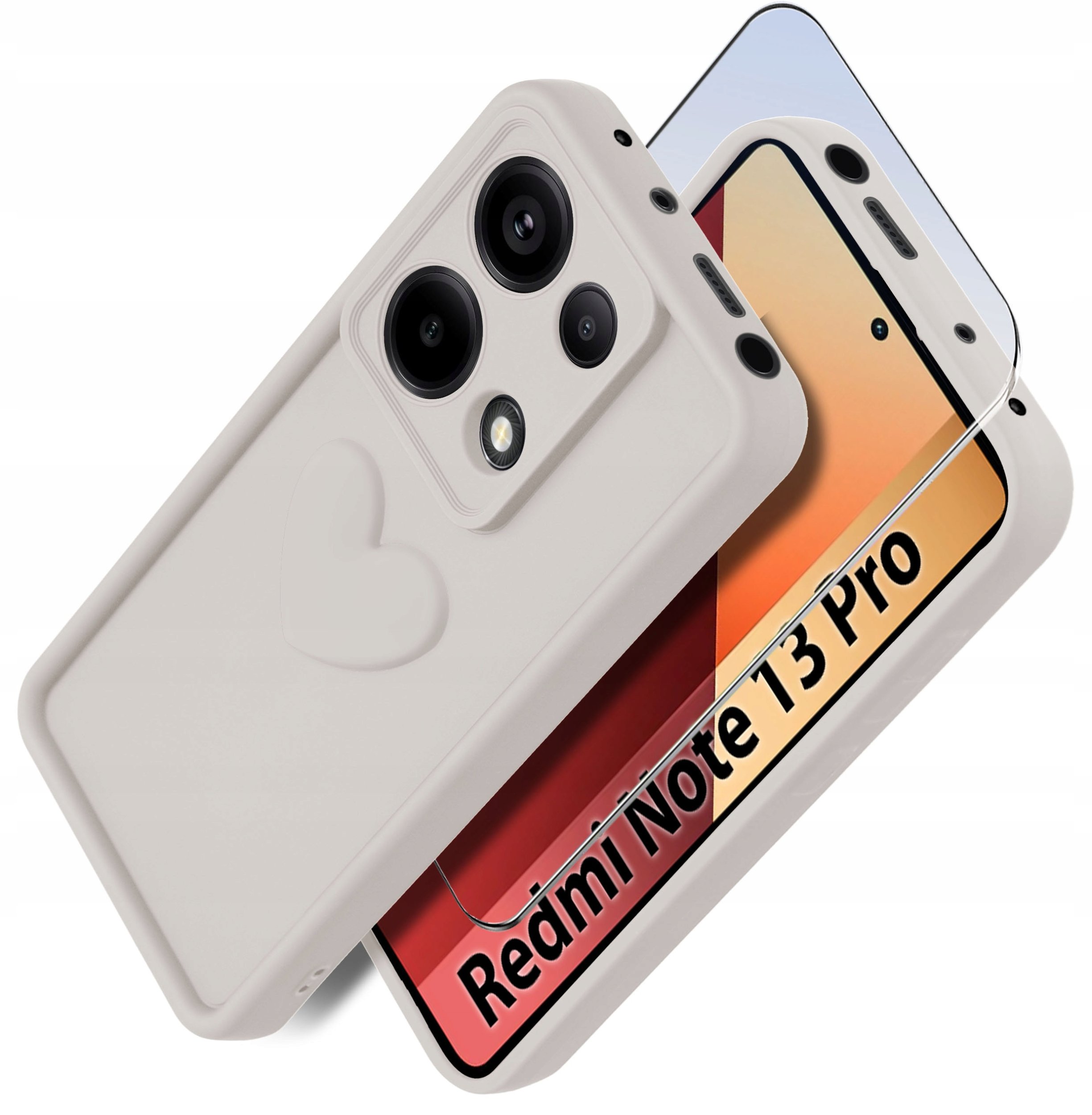 Etui do Xiaomi Redmi Note 13 Pro 4G silikonowe MATOWE serce + Szkło 9H