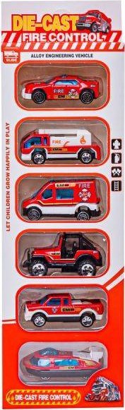 Metalowe Pojazdy Uprzywilejowane, Auta, Resoraki 6 Sztuk Zestaw 1:64 STRAŻ POŻARNA, WÓZ STRAŻACKI