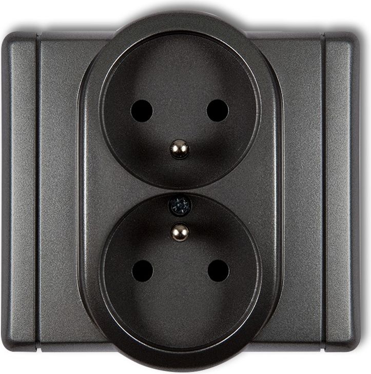 Karlik Gniazdo podwójne Flexi z/u grafitowy (11FGP-2z)