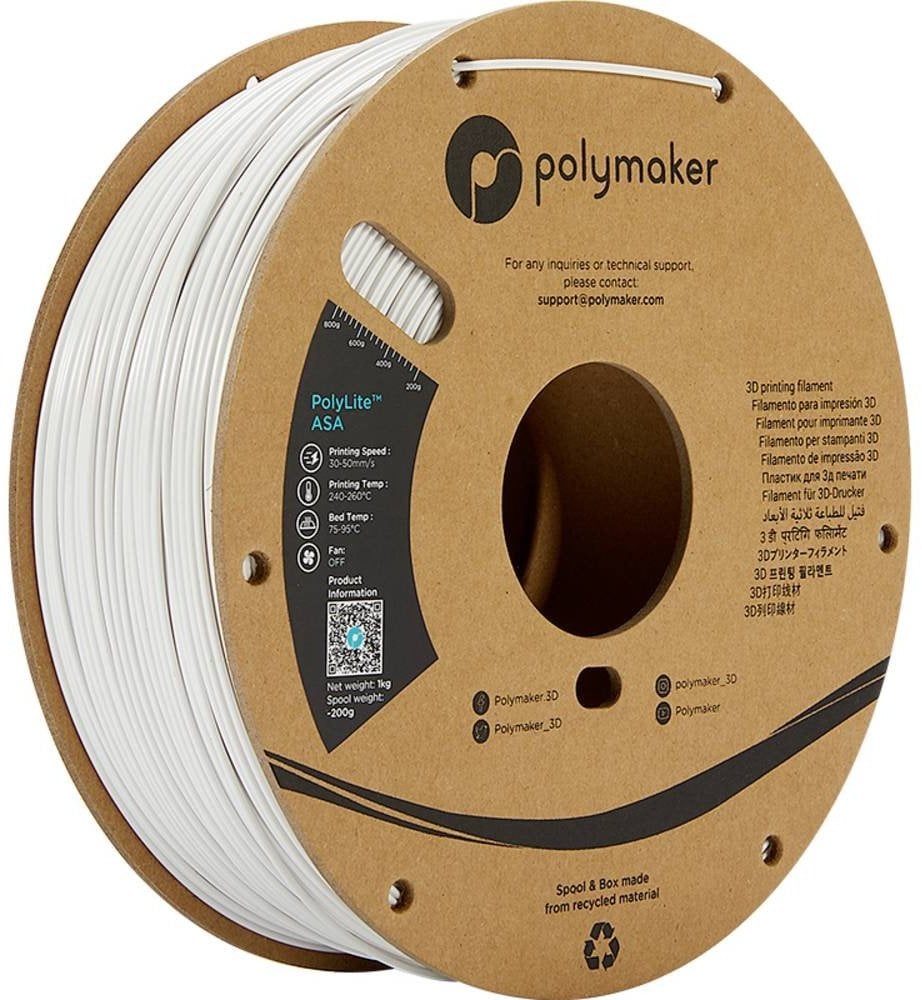 Poly Polymaker PF01011 PolyLite Filament ASA odporny na UV, odporny na warunki atmosferyczne, odporny na ciepło 2.85 mm 1000 g biały 1 stk