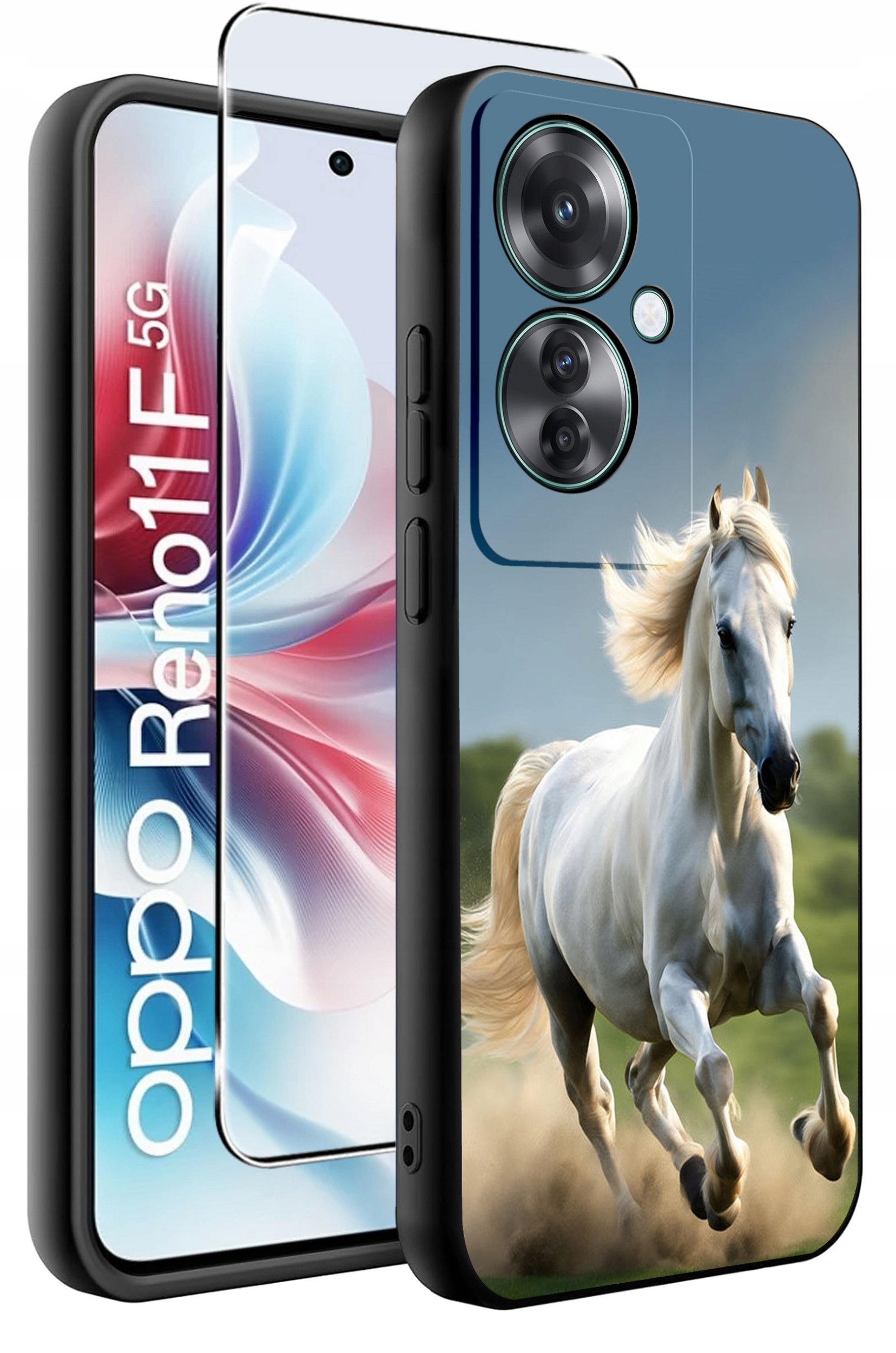 ETUI do Oppo Reno11 F 5G WZORY | SILIKONOWE MATT CASE + SZKŁO HARTOWANE 9H