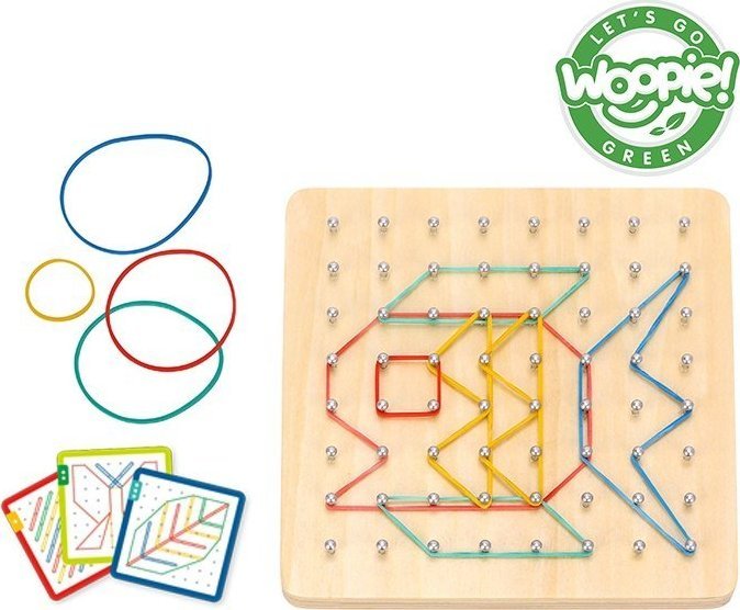 Woopie WOOPIE GREEN Geoplan na Gumki Drewniana Układanka 69 el. Certyfikat FSC