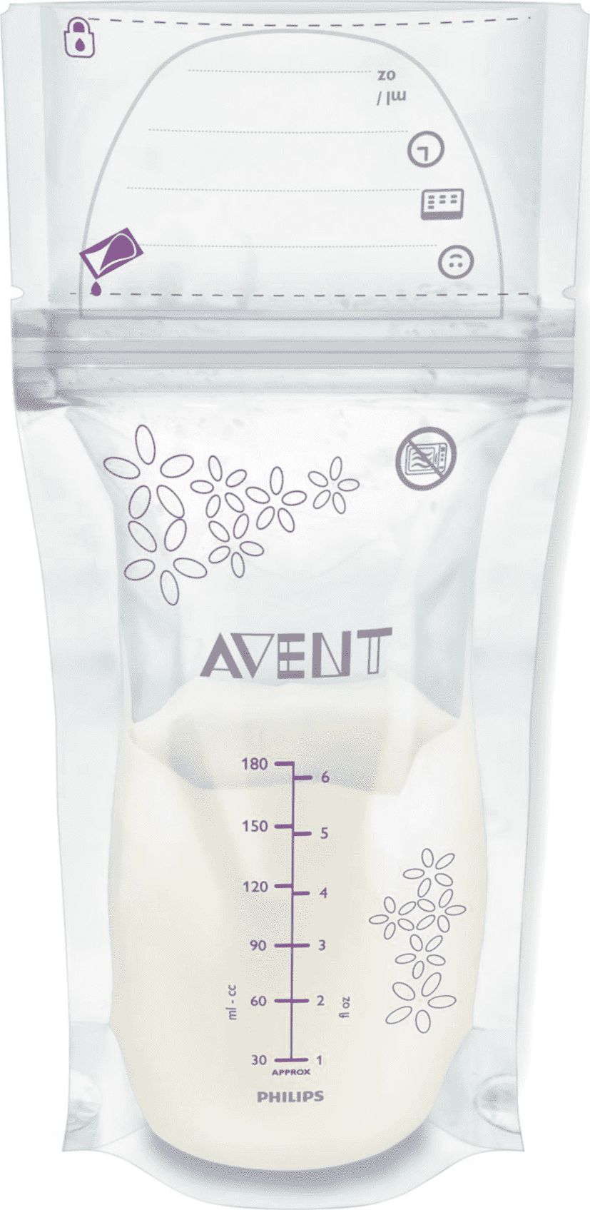 Avent Woreczki na pokarm białe 25x180ml (SCF603/25)