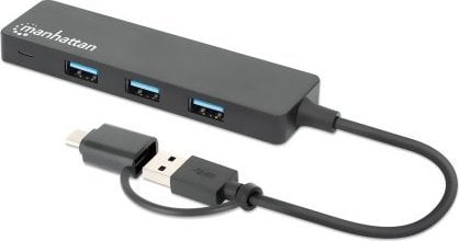 HUB USB Manhattan MANHATTAN 4-Port USB 3.0 Typ-C / Typ-A Kombi-Hub schwarz