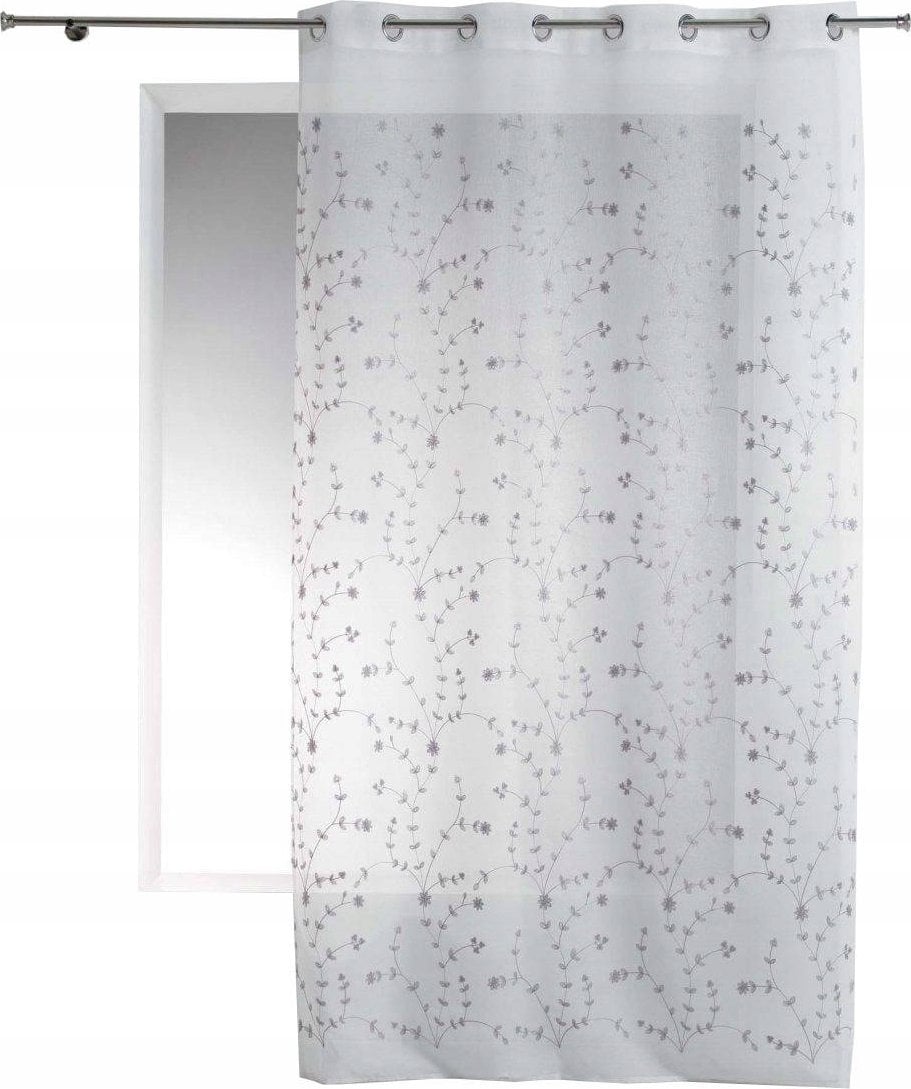 Douceur d`Interieur Firana okienna na przelotkach PETIT FLEUR, 140 x 240 cm, kolor biało-szary