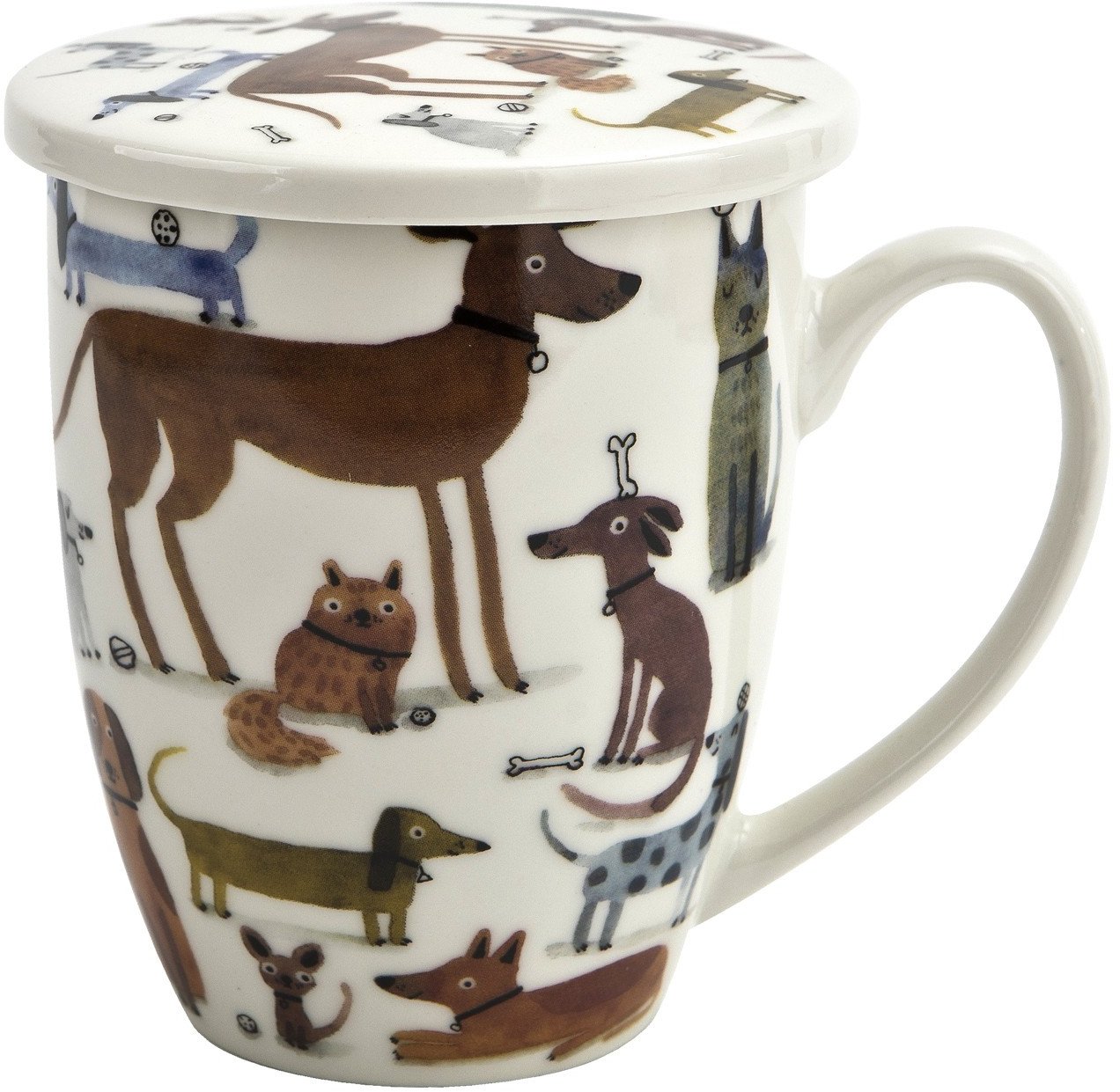 Kubek porcelanowy 360 ml z zaparzaczem Różne Psy
