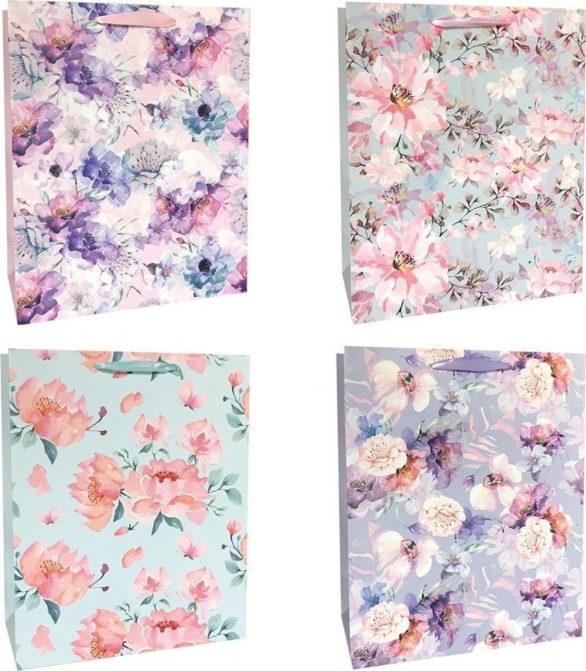 Torba prezentowa 18x23 pastelowe róże mix