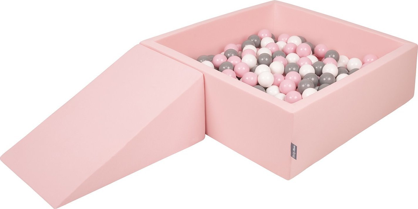 KiddyMoon KiddyMoon Piankowy plac zabaw PPZP-KW30D-112 z piłeczkami różowy: biały-szary-pudrowy róż basen 100/klin L Zabawka plac zabaw