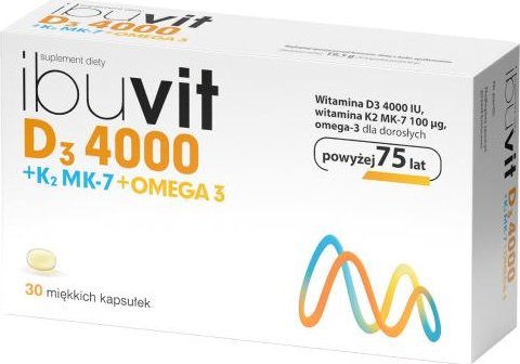 Polpharma Ibuvit D3 4000 + K2MK-7 Omega, 30 kapsułek - Długi termin ważności!