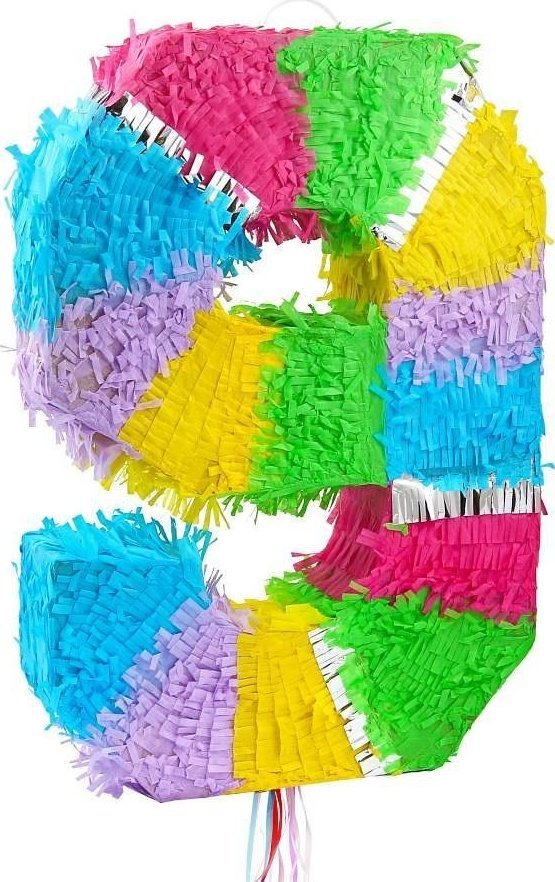 Piniata cyfra 9 pastelowa 50x35x7.5cm