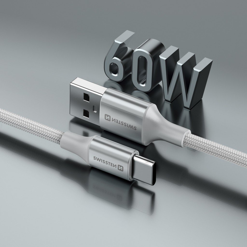 Kabel USB Swissten USB-A - USB-C 1.5 m Biały (8595217487673)