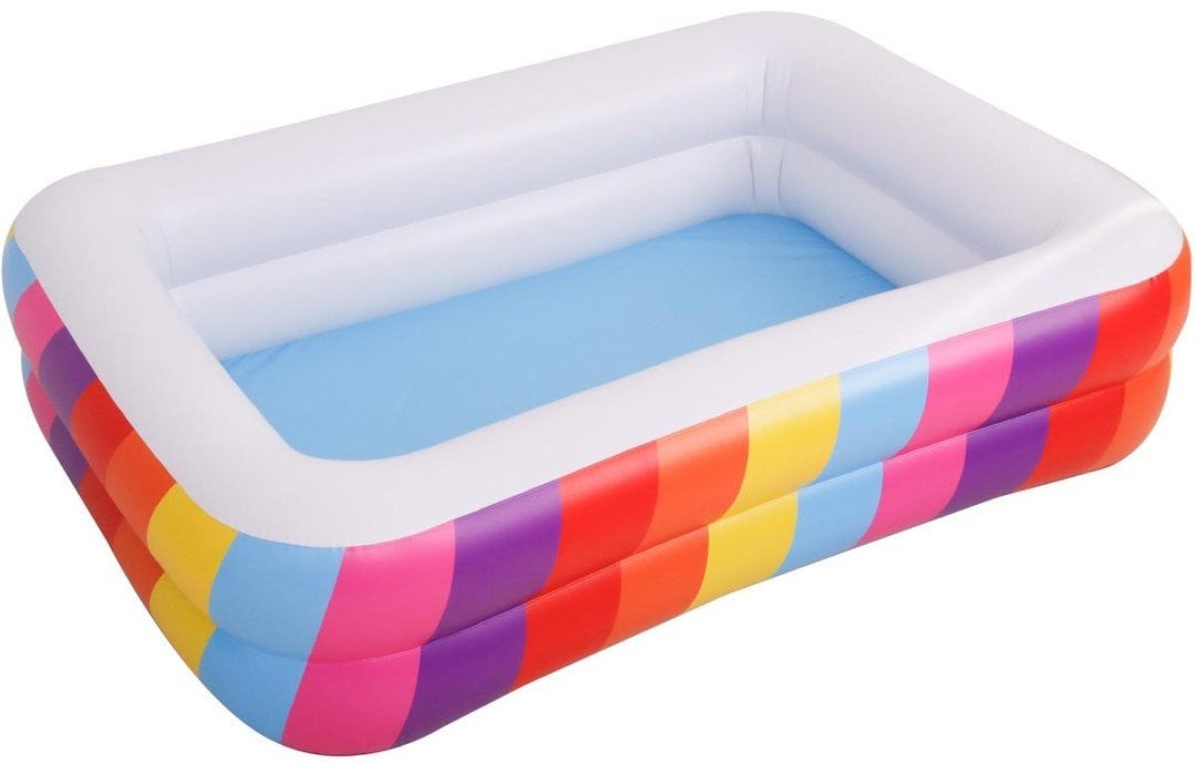 BASEN DMUCHANY RODZINNY PROSTOKĄTNY 2- PIERŚCIENIOWY TĘCZA 195x140x47CM 51470