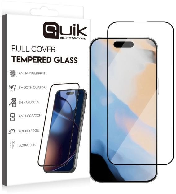 Quik Accessories Full Cover Tempered Glass for Apple iPhone 17