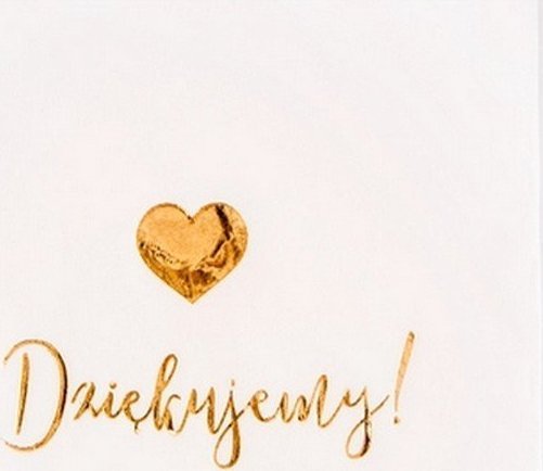 SERWETKI ze złotym napisem Dziękujemy i sercem 33x33cm 20szt