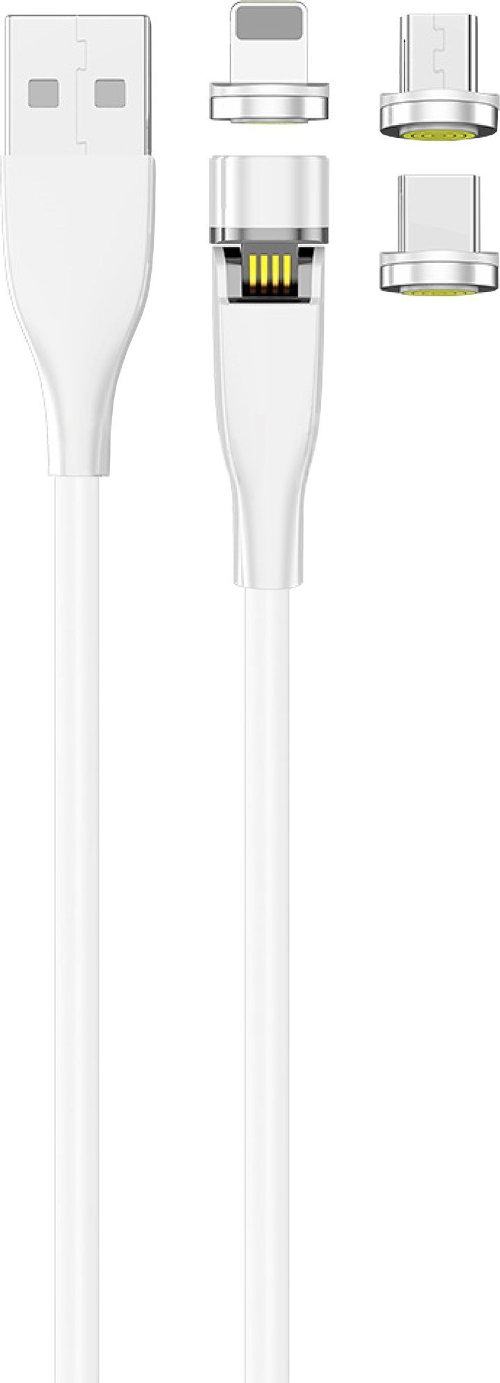 Kabel USB 2GO USB-A - USB-C + micro-B + Lightning Biały (797317)