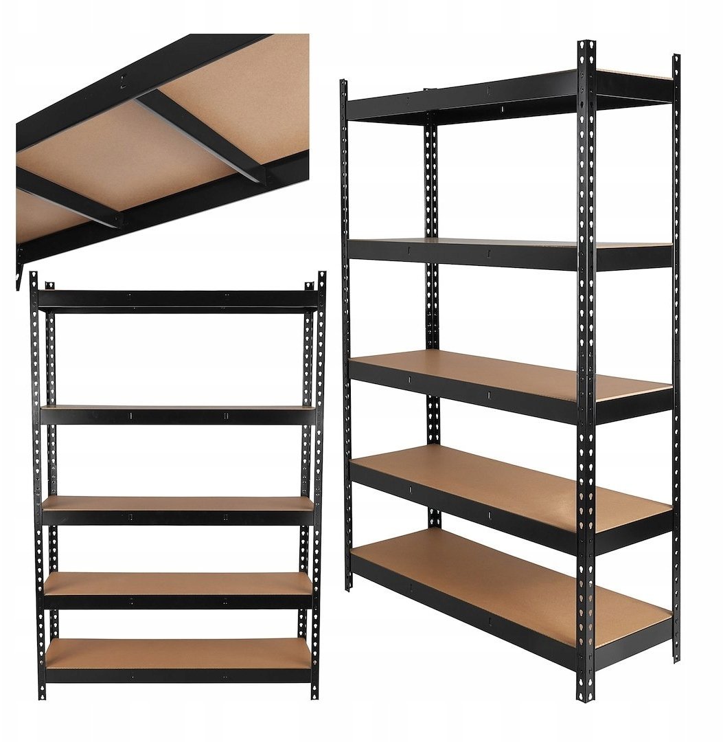 Regał magazynowy czarny 180x40x120cm 280kg wzmocniony (1)