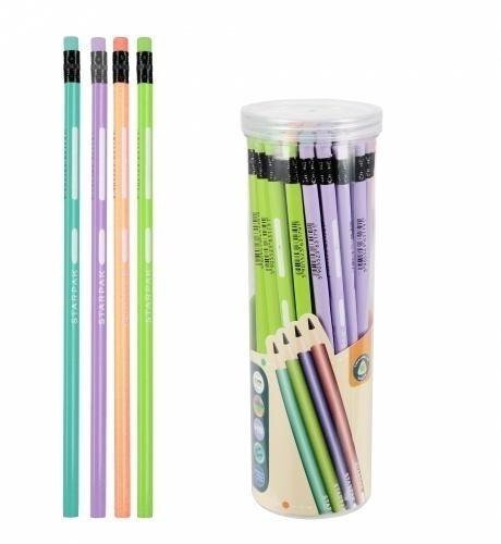 Ołówek z gumką HB trójkątny pastel tuba (48szt)