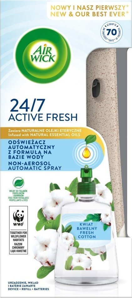 Air Wick Air Wick Active Fresh odświeżacz automatyczny z formułą na bazie wody i wkład Kwiat Bawełny 228ml