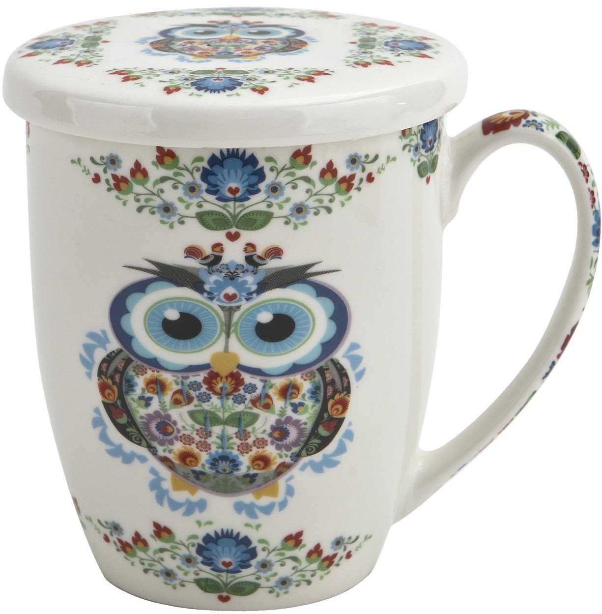 Kubek porcelanowy z zaparzaczem 350 ml Sowa Etno