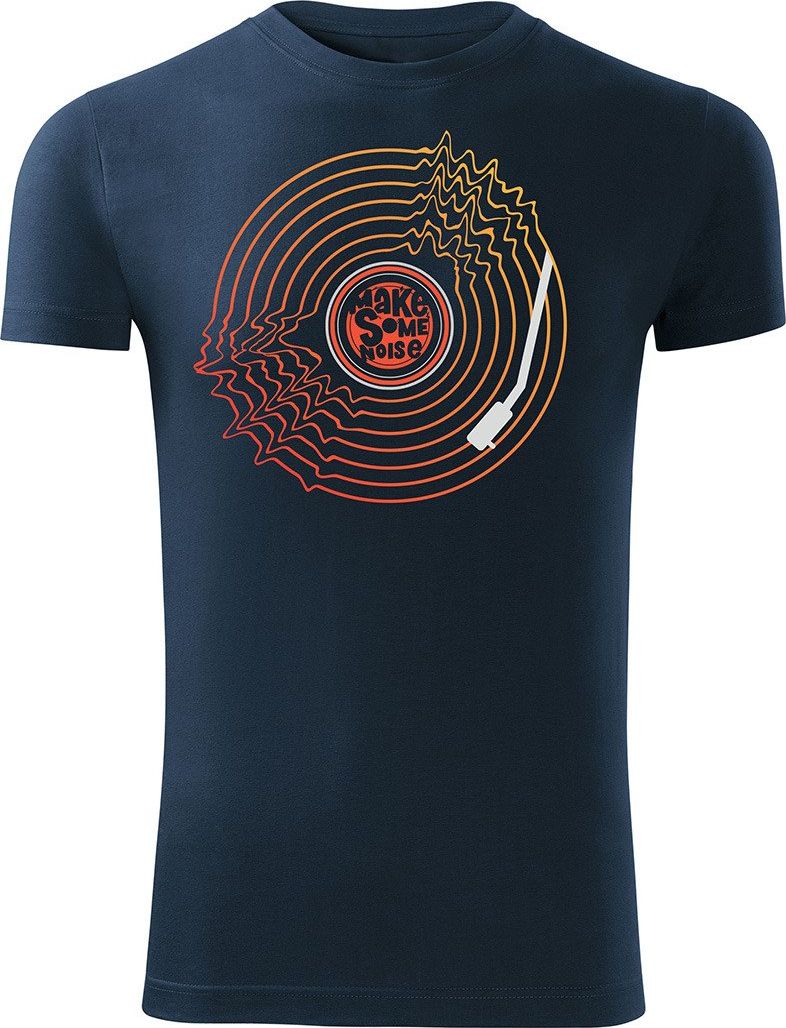 Topslang Koszulka z płytą winylową Vinyl męska granatowa SLIM XXL