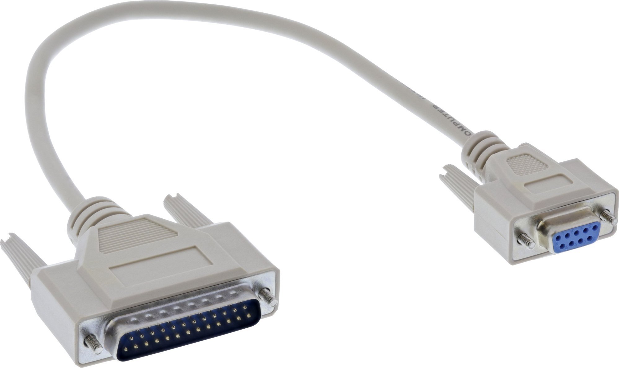 InLine Inline® Serial Cable, DB9F to DB25M, moulded plugs, beige, 0.33m