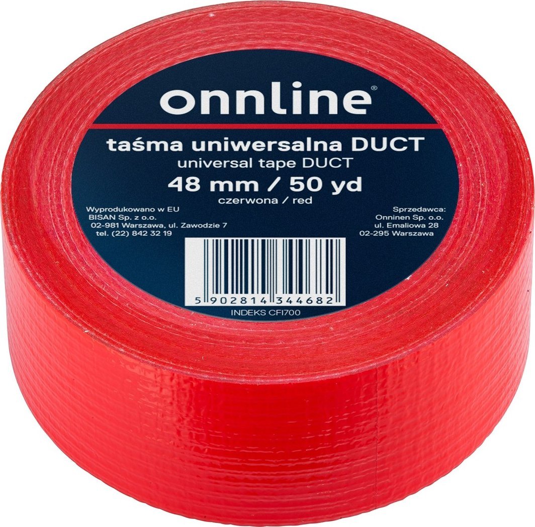 Onnline Taśma do otulin DUCT 48mm/50YD czerwona