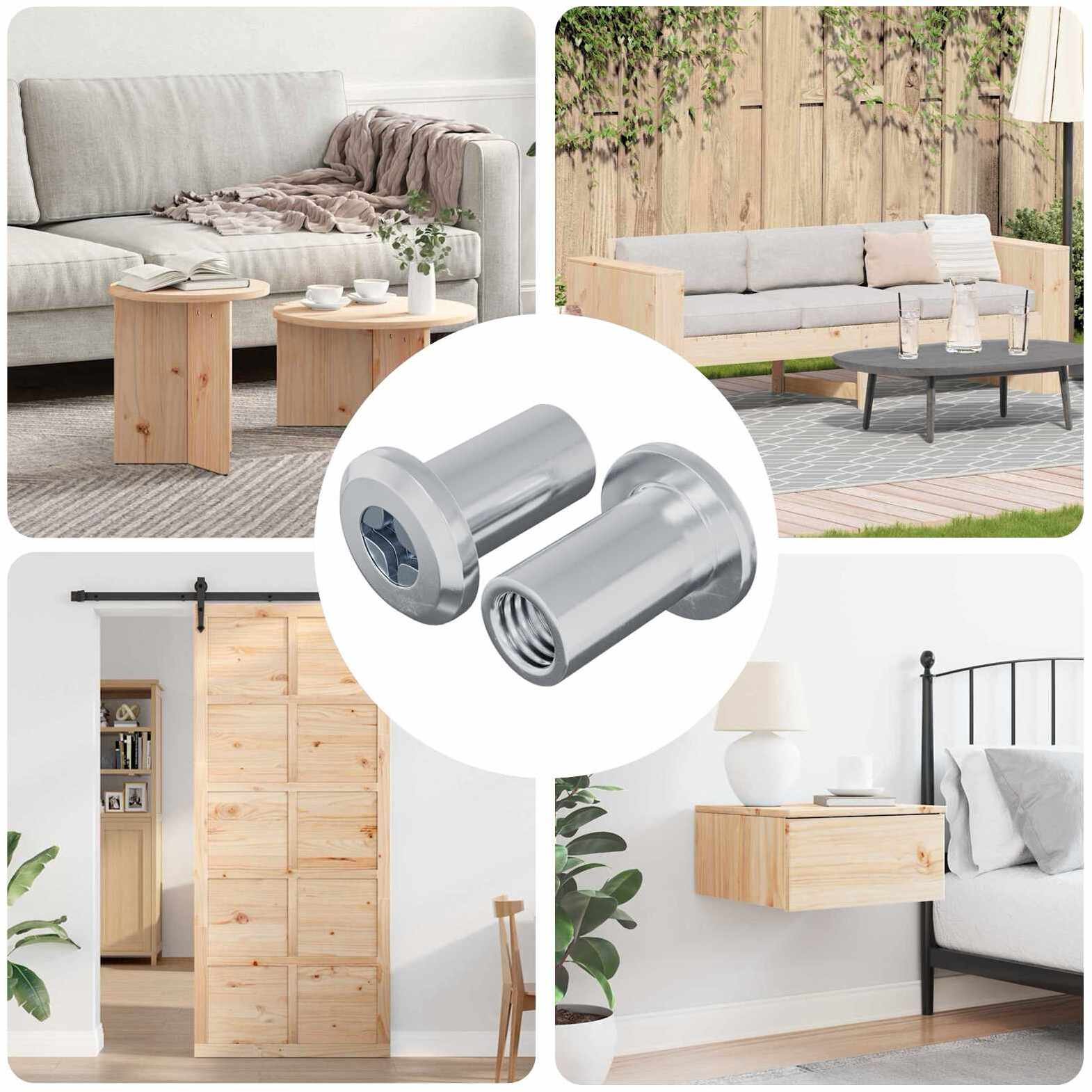 vidaXL Nakretka Zamkowa 2 pcs srebrny M6 x 15 mm Stal