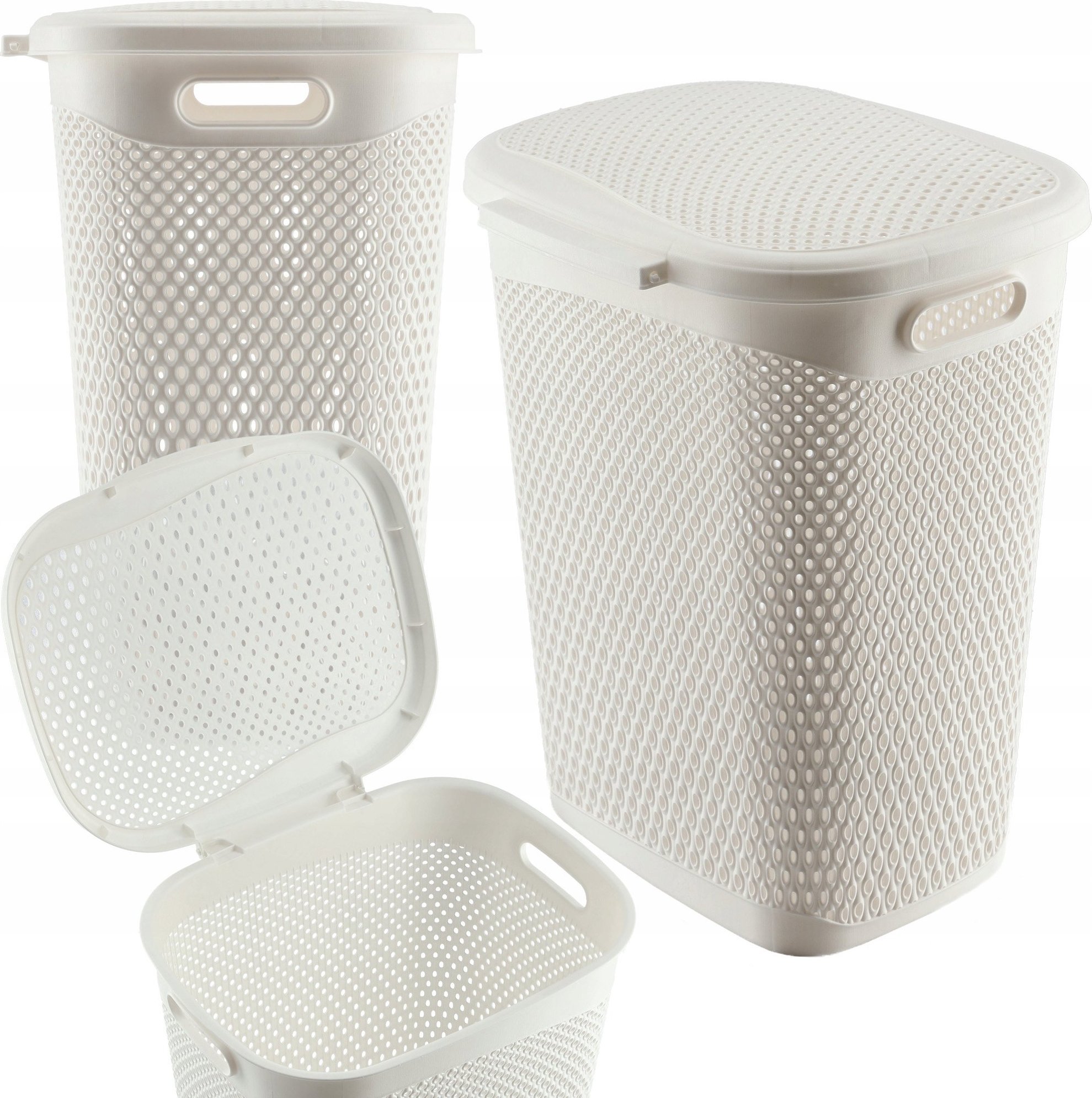 Kosz na pranie Kadax KADAX Kosz Na Pranie Bieliznę Z Pokrywą Pojemnik Duży 55L Biały