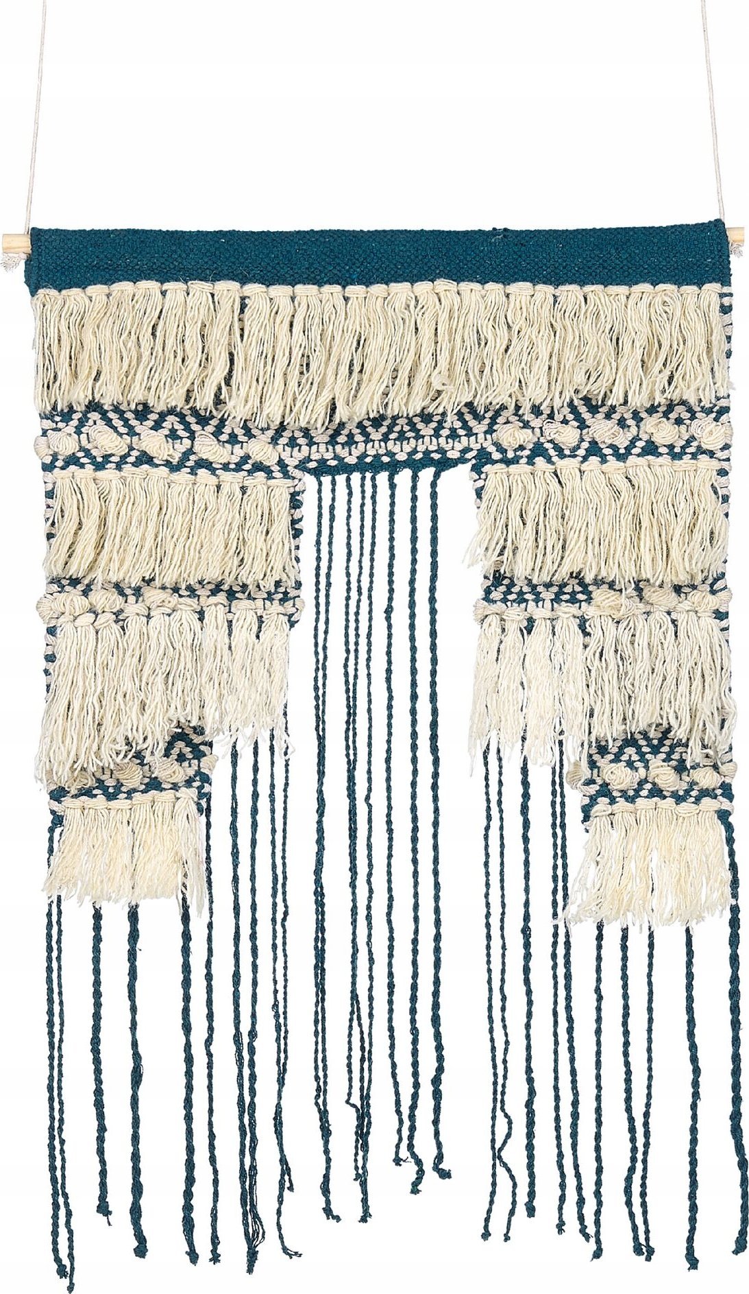 Beliani Dekoracja ścienna z frędzlami bawełniana niebiesko-beżowa NADRA