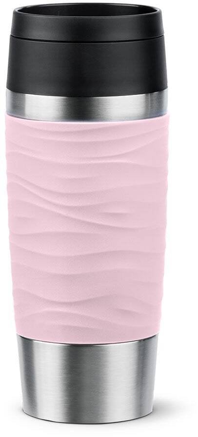 Emsa TRAVEL MUG Waves thermal mug (light pink/stainless steel, 0.36 liters)