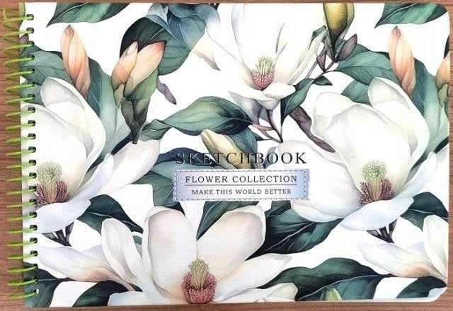 Teka Szkicownik A5/60K gładki Białe kwiaty FRESH