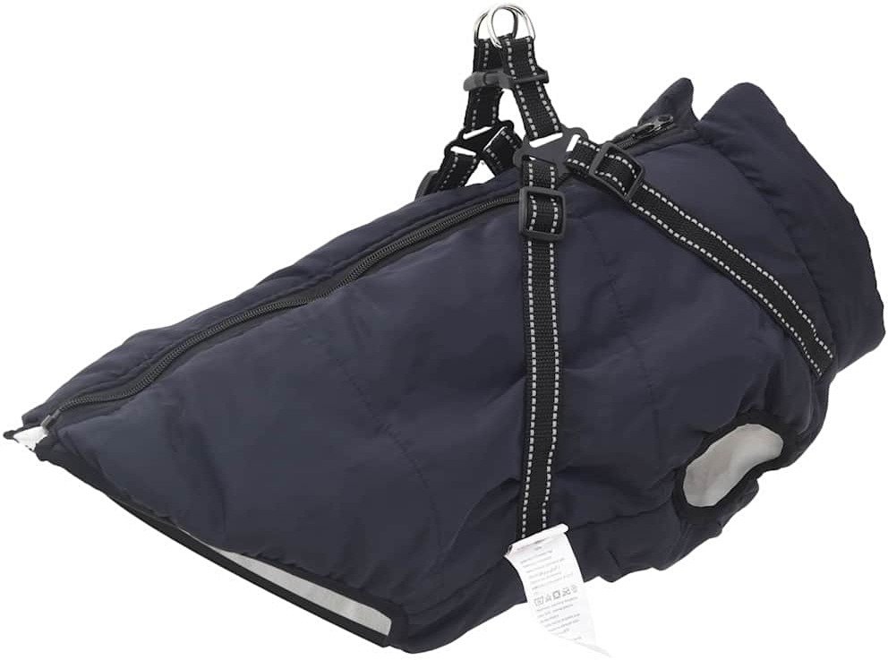 vidaXL Kurtka dla Psa z uprzężą Granatowy 6XL Runo i poliester