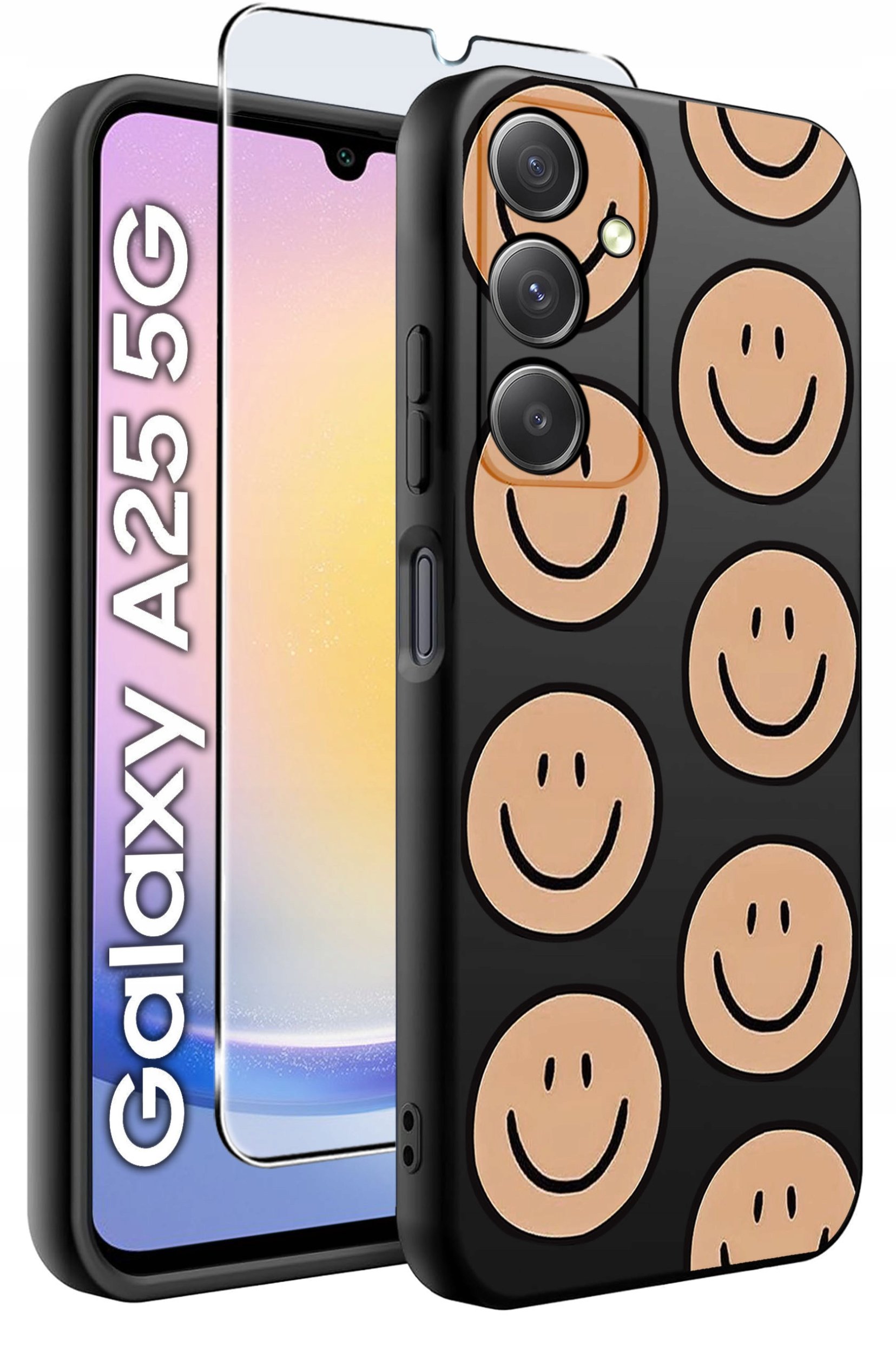 ETUI do Samsung A25 5G WZORY | SILIKONOWE MATT CASE + SZKŁO HARTOWANE 9H