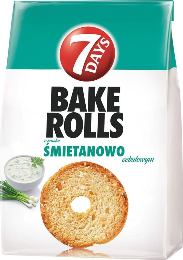 7 DAYS 7 Days Bake Rolls Chrupki chlebowe o smaku śmietanowo cebulowym 150 g