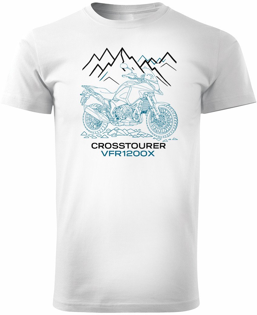 Koszulka z motocyklem Honda VFR1200X VFR 1200 X Crosstourer męska biała REGULAR XXL
