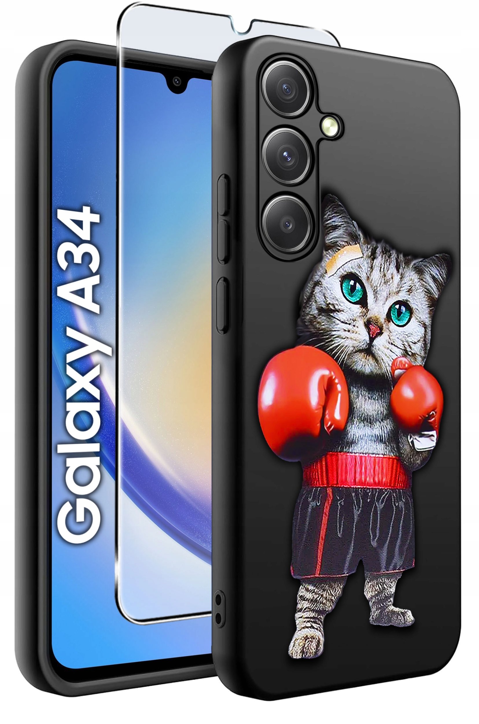 ETUI do Samsung A34 5G WZORY | SILIKONOWE MATT CASE + SZKŁO 9H