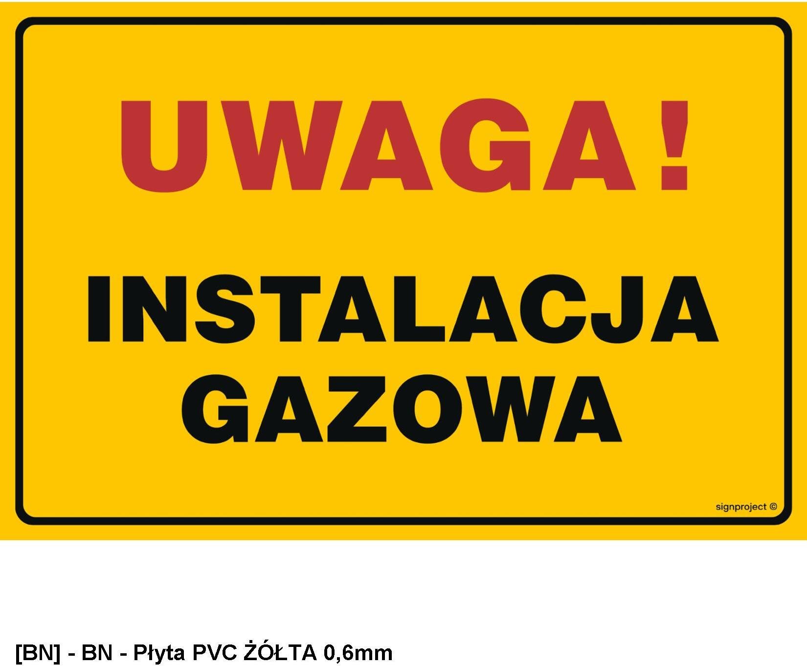 TD Systems JD018 - Uwaga! Instalacja gazowa 400x300