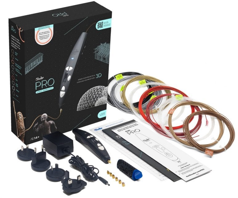 3Doodler Pro III z 9 szpulami filamentu i akcesoriami