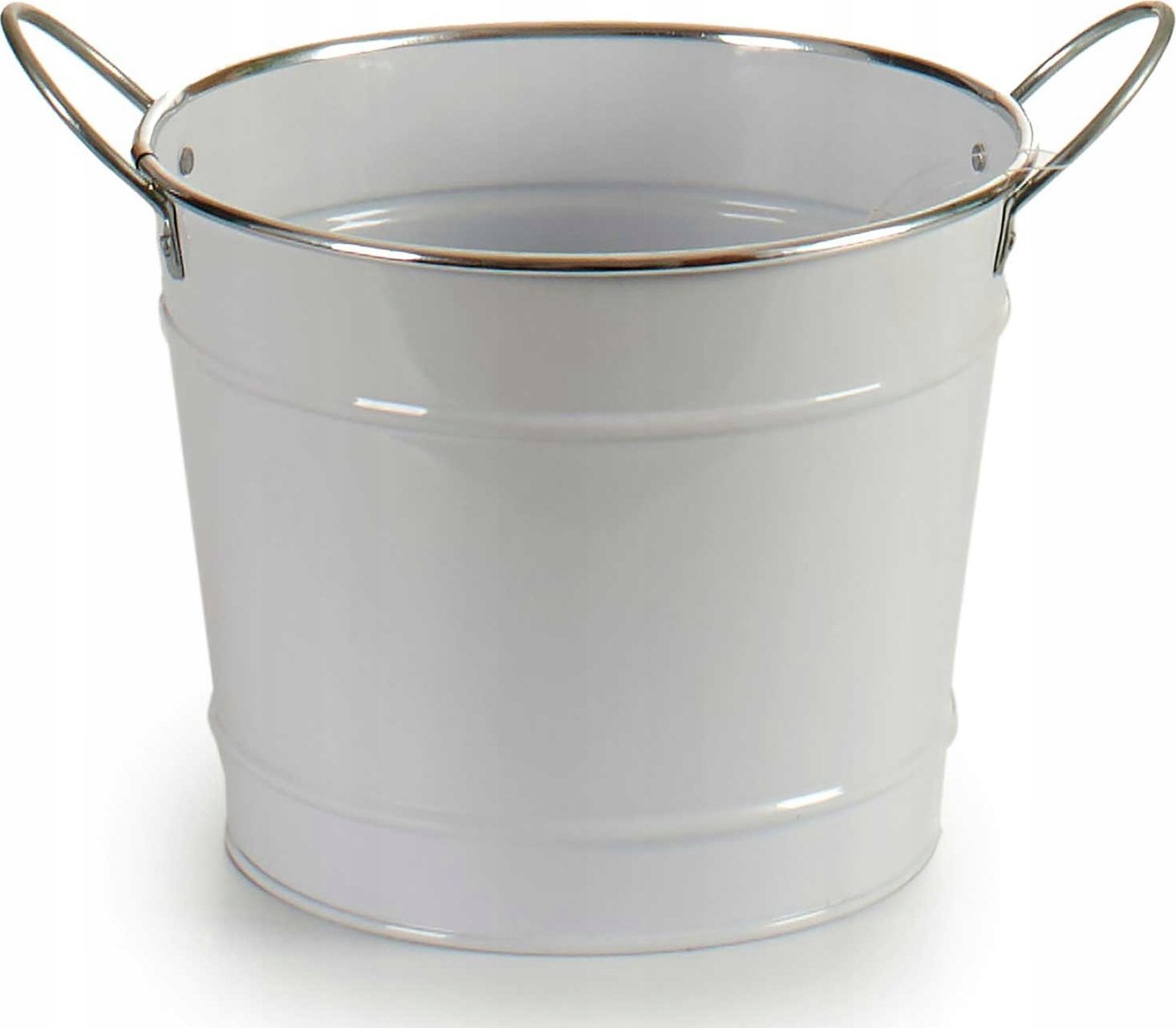 Ibergarden Osłonka na doniczkę typu wiaderko, cynkowa, biała, Ø 21 cm