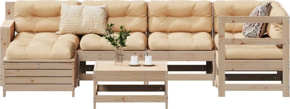 7-cz. zestaw wypoczynkowy do ogrodu, lite drewno sosnowe