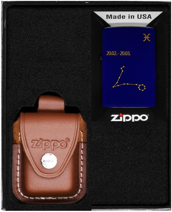 Zestaw ZIPPO Zapalniczka ZODIAC PISCES DESIGN RYBY Prezentowy No4