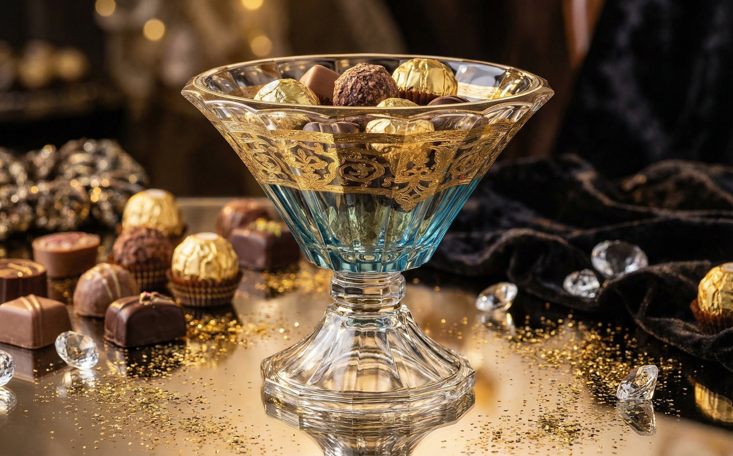 Misa kryształowa 26 cm na nodze BLUE-FT-D