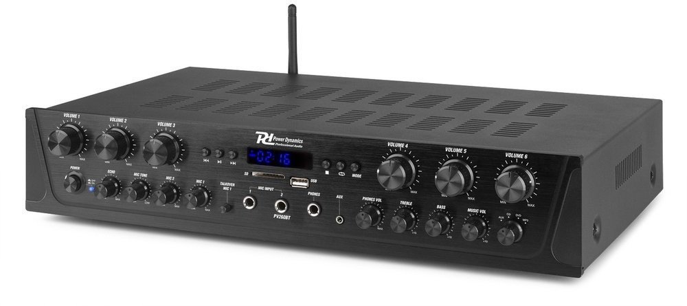 Wzmacniacz audio PV260BT 6 strefowy 600W BT USB SD FM pilot Power Dynamics one size
