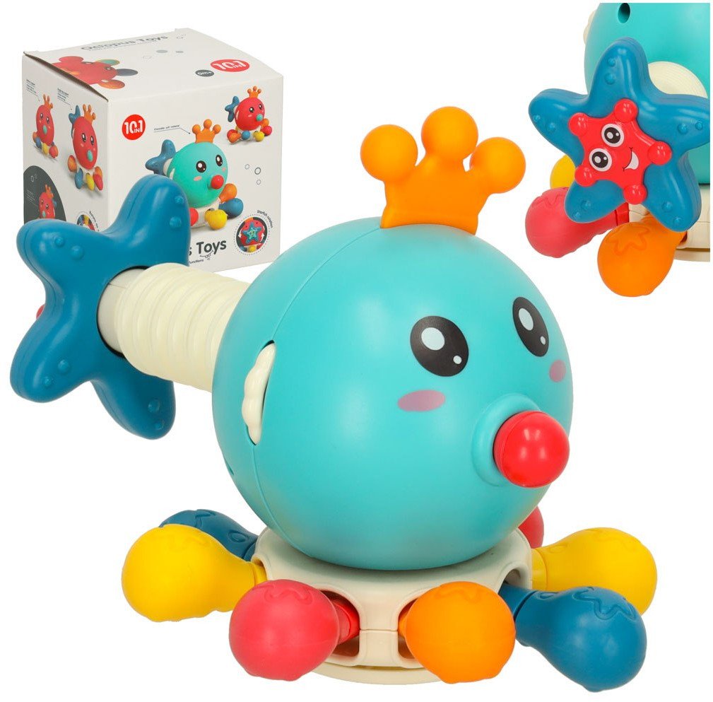 OŚMIORNICA SENSORYCZNA GRYZAK DLA NIEMOWLĄT ZABAWKA MANIPULACYJNA NIEBIESKA