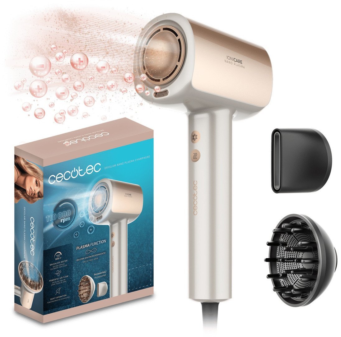 Cecotec Suszarka do włosów DryGlam Nano Plasma Champagne