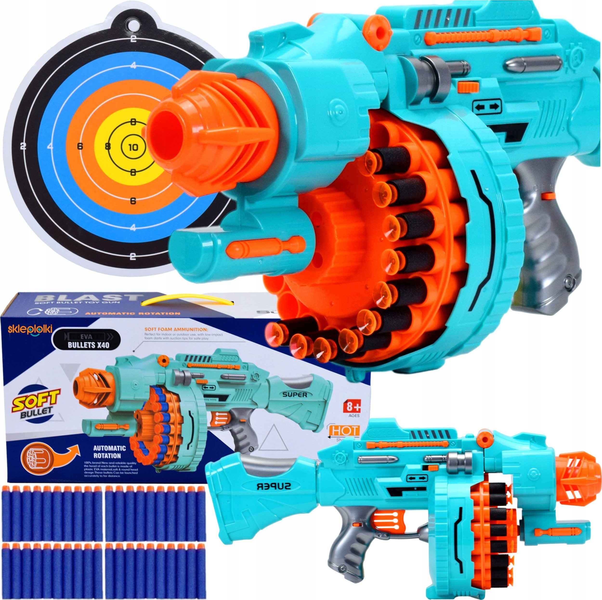 Skleplolki AUTOMATYCZNA WYRZUTNIA PISTOLET KARABIN NA STRZAŁKI Z MAGAZYNKIEM NA PIANKI