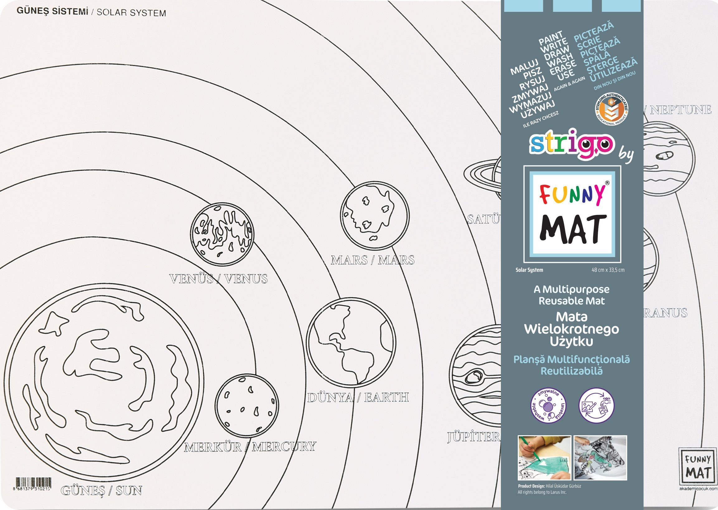 vidaXL Mata transparentna Układ Słoneczny Funny Mat