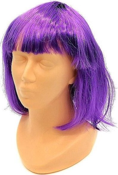 Peruka fioletowa z grzywką 25cm
