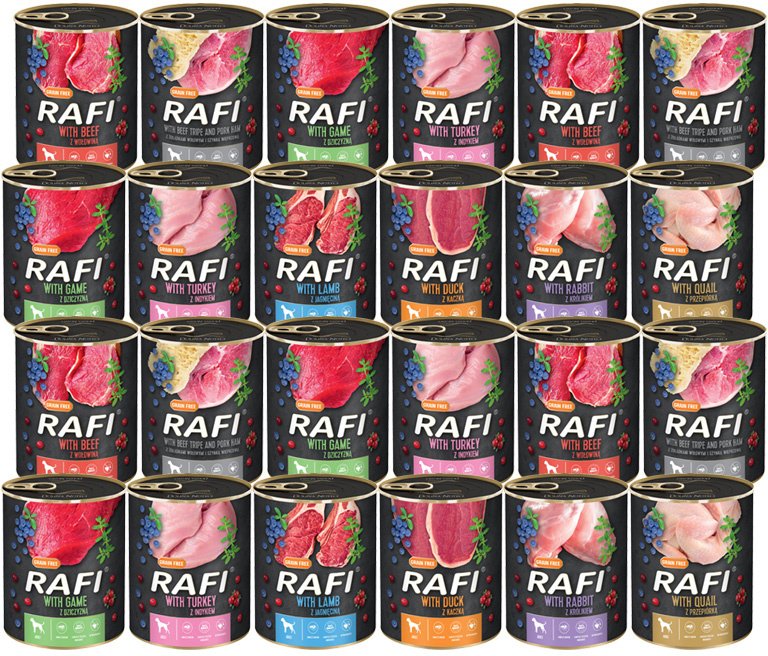 Mokra karma dla psa Rafi mix smaków 24 x 800 g