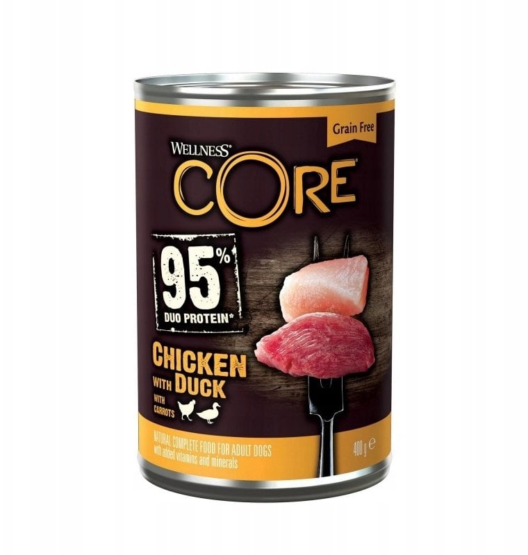 Cesar Core 95% Duo Potein mokra karma, dla dorosłych psów, kurczak i kaczka, 400 g, puszka
